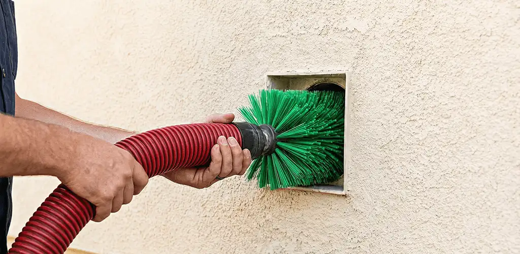 Air duct cleaning brush removing debris from a vent opening in Newark, NJ
