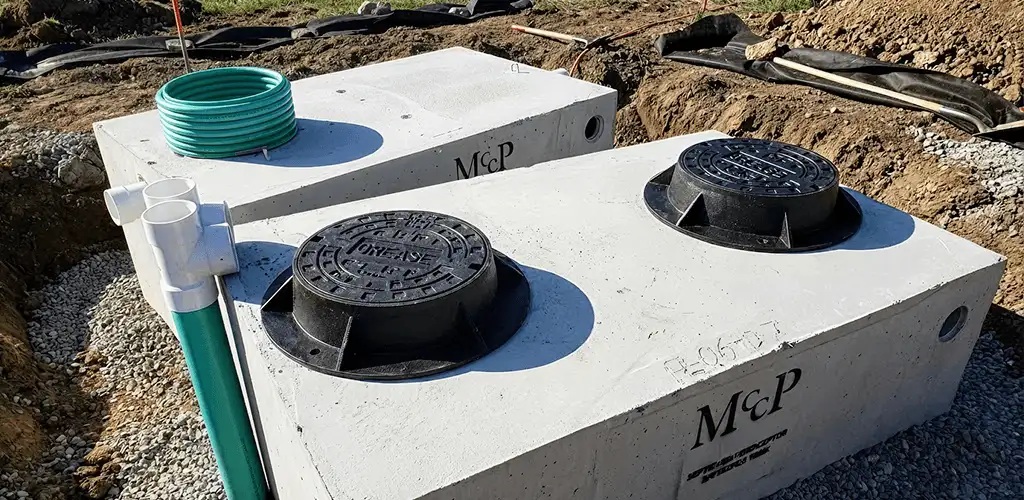 Grease trap installation unit set in place for drainage protection in Newark, NJ